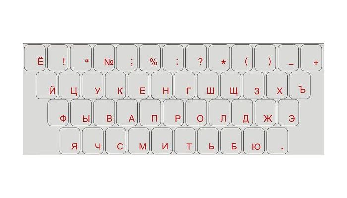 Pegatinas para teclado CIRÍLICO RUSO – caracteres rojos